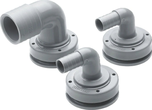 Raccordo in plastica angolato Ø 38 mm per serbatoi flessibili