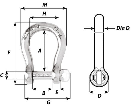 Manille à étrier axe imperdable diamètre 10mm